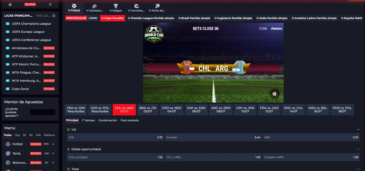 Deportes virtuales en QuickWin Casino Sección de deportes virtuales de QuickWin Casino con fútbol, partidos simulados, cuotas y diferentes mercados de apuestas